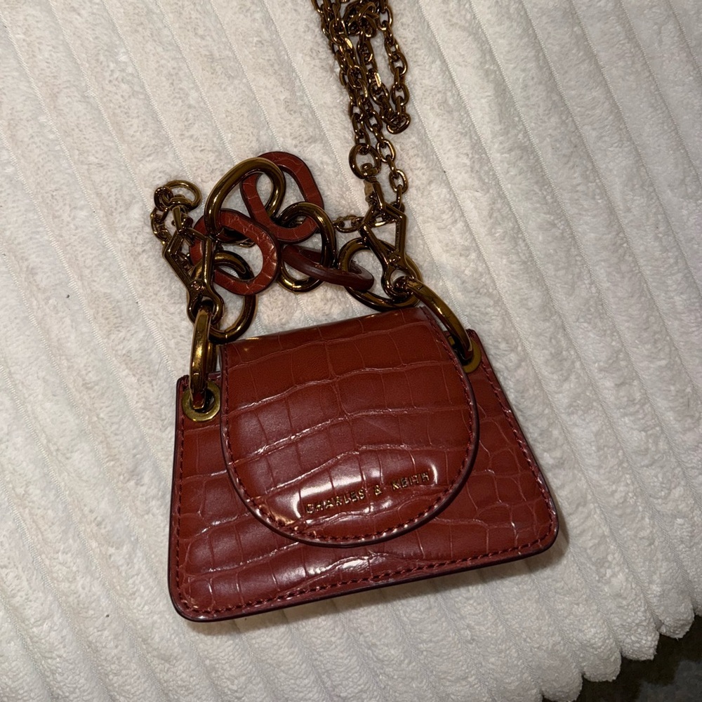 Charles & Keith Red Croc-Embossed Mini Bag